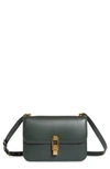 Saint Laurent Le Carré Leather Shoulder Bag In New Vert Fonce