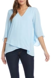 Karen Kane Asymmetrical Crepe Top In Powder Blue