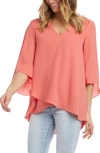 Karen Kane Asymmetrical Crepe Top In Salmon