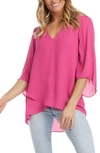 Karen Kane Asymmetrical Crepe Top In Pink