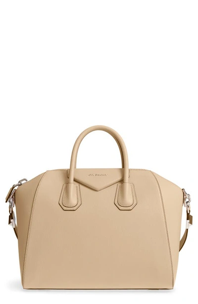 Givenchy Medium Antigona Sugar Leather Satchel In Beige