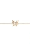 Ef Collection Diamond Butterfly Pendant Bracelet In Yellow Gold