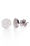 Ef Collection Diamond Disc Stud Earrings In White Gold/ Diamond