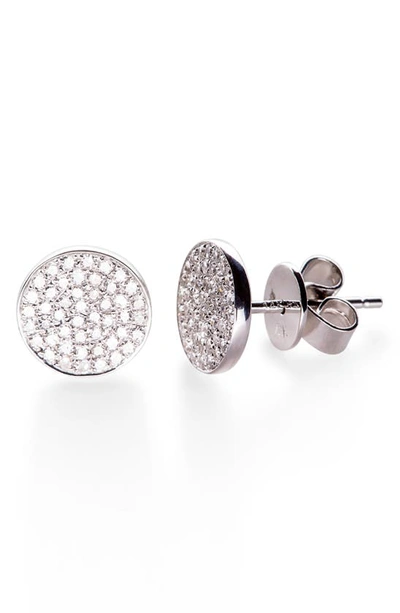 Ef Collection Diamond Disc Stud Earrings In White Gold/ Diamond