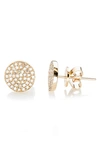 Ef Collection Diamond Disc Stud Earrings In Yellow Gold