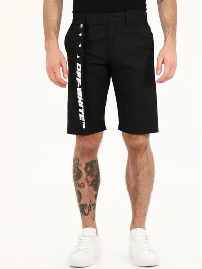 Off-white Industrial Cotton Blend Chino Shorts In Black