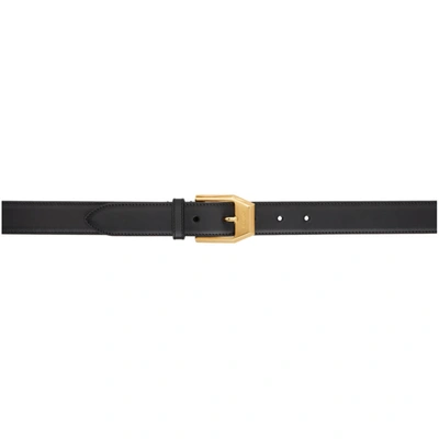 Gucci Leather Belt With Squared Buckle In Black