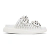 ALEXANDER MCQUEEN WHITE STUDDED DOUBLE STRAP SANDALS
