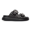 ALEXANDER MCQUEEN BLACK STUDDED DOUBLE STRAP SANDALS