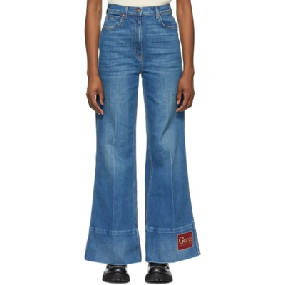 Gucci Blue Denim Washed Flare Jeans