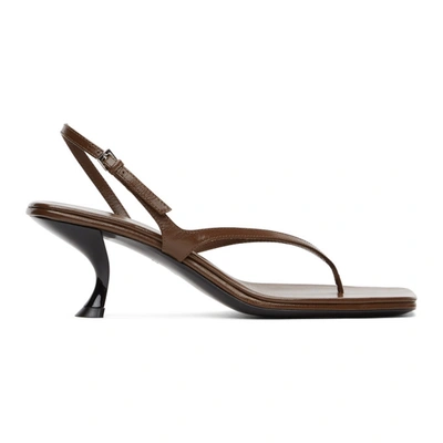 The Row Constance Mid-heel Leather Sandals In Walnut