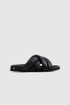 Anine Bing Lizzie Leather Cross-strap Slides In Black