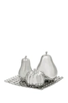 WILLOW ROW SILVER CERAMIC DECORATIVE FRUIT SCULPTURE WITH PLATE,758647716890