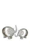 WILLOW ROW SILVER PORCELAIN CONTEMPORARY ELEPHANT SCULPTURE,758647224319