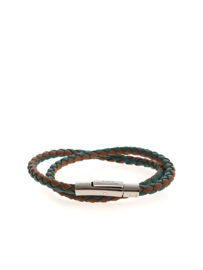 Tod's Mycolors Leather Bracelet - Green And Brown In Green/brown