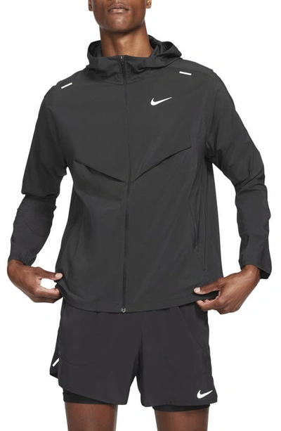 Nike Packable Windrunner Stretch-shell Hooded Jacket In Black