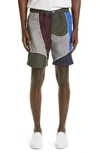 AHLUWALIA TOM PATCHWORK RECYCLED NYLON SHORTS,SS21AH50