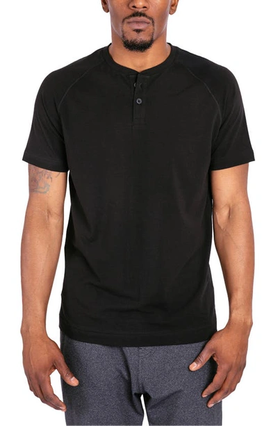 Public Rec Go-to Short Sleeve Performance Henley In Black