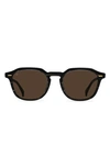 Raen Clyve 52mm Polarized Round Sunglasses In Licorice/ Vibrant Brown Polar