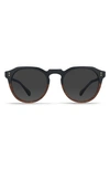 Raen Remmy 49mm Polarized Round Sunglasses In Burlwood/ Black Polar