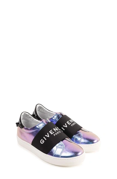 Givenchy Urban Street Kid Sneakers In Metallic Purple Leather With Band In Uni