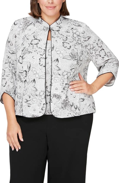 Alex Evenings Floral Print Twinset In Dove