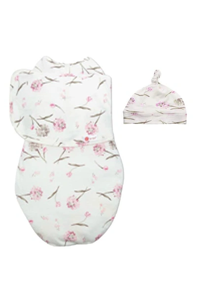 Embe Starter 2-way Swaddle & Hat Set In White Floral