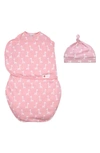 Embe Starter 2-way Swaddle & Hat Set In Pink