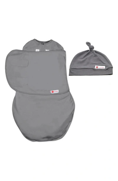 Embe Starter 2-way Swaddle & Hat Set In Grey