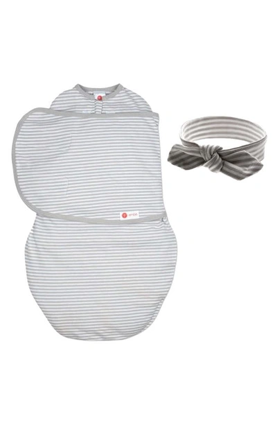 Embe Starter 2-way Swaddle & Head Wrap Set In Grey Stripe