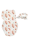 Embe Starter 2-way Swaddle & Head Wrap Set In Pink Floral