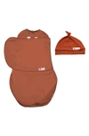 Embe Embé Starter 2-way Swaddle & Hat Set In Burnt Orange