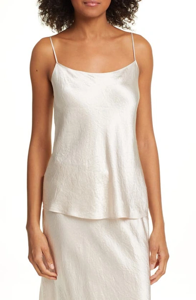 Vince Ivory Hammered Satin Top In Champagne