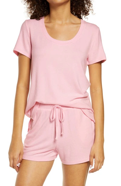 Bp. Scoop Neck Hacci Knit Sleep T-shirt In Pink Opal