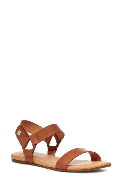 Ugg Crossover Strap Leather Sandals In Tan Leather