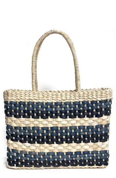 Btb Los Angeles Sandy Beach Woven Tote In Natural Blue