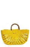 Btb Los Angeles Straw Tote In Yellow