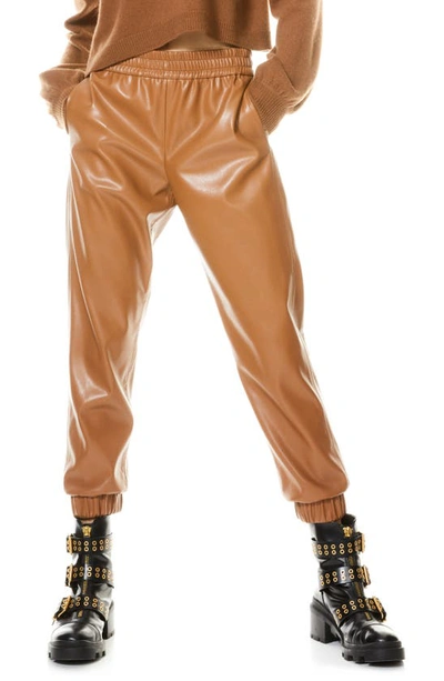 Alice And Olivia Pete Faux Leather Joggers In Camel ModeSens