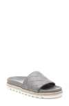 Jslides Slide Sandal In Light Grey Leather