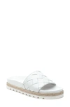 Jslides Rollie Woven Espadrille Flat Slide Sandals In White Leather