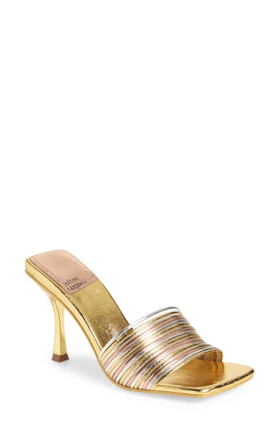Jeffrey Campbell Morine Mule In Gold Silver Combo