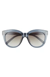 Le Specs Resumption 54mm Round Cat Eye Sunglasses In Midnight/ Khaki Grad