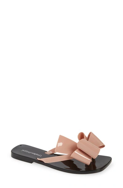 Jeffrey Campbell Women's Sugary Thong Jelly Sandals In Blush Shiny-black Shiny