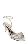 Badgley Mischka Richelle Crystal Satin Stiletto Sandals In Mint Satin