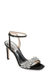 Badgley Mischka Rider Embellished Two-piece Dress Sandals Women's Shoes In Black Satin