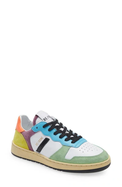 Re/done 80s Basketball Color-block Suede And Leather Sneakers In Multi