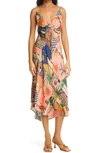 knee length dresses for ladies Porcelain Garden Red Midi Dress