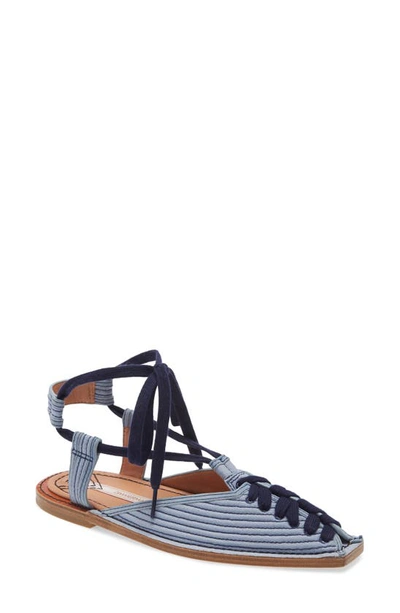 Zimmermann Quilted Lace-up Flat In Sky Blue