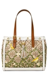 TORY BURCH T MONOGRAM FLORAL EMBROIDERED TOTE,80969