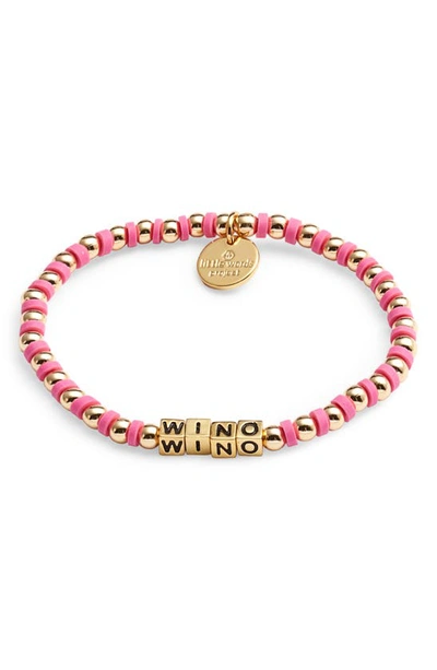 Little Words Project Wino Beaded Stretch Bracelet In Wine Gold